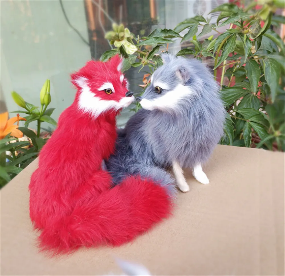 Fancytrader Simulation Animals Fox Dog Bunny Toy Made of Polyethylene and Furs Realistic Mini Doll Decoration Props 15cm8