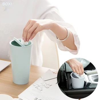 

Mini Creative Desktop Waste Bins Rocking Cover Waste Bin Plastic Dustbin For Kitchen Living Room Office Universal Car Trash Bin