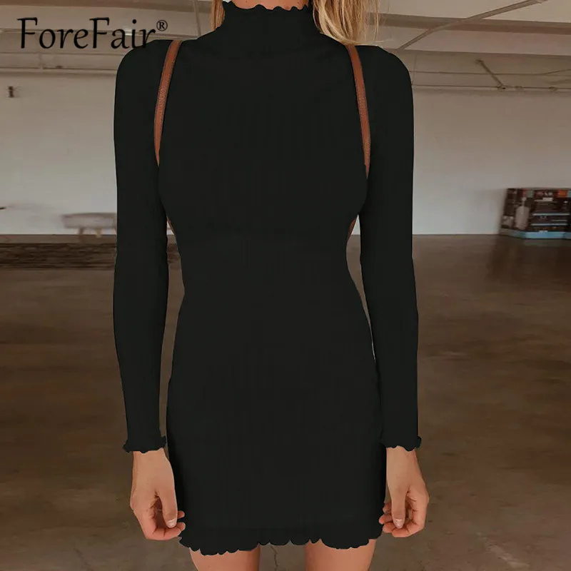 Forefair Для Женщин Вязаная хлопковая Футболка с высоким плотно облегающим шею