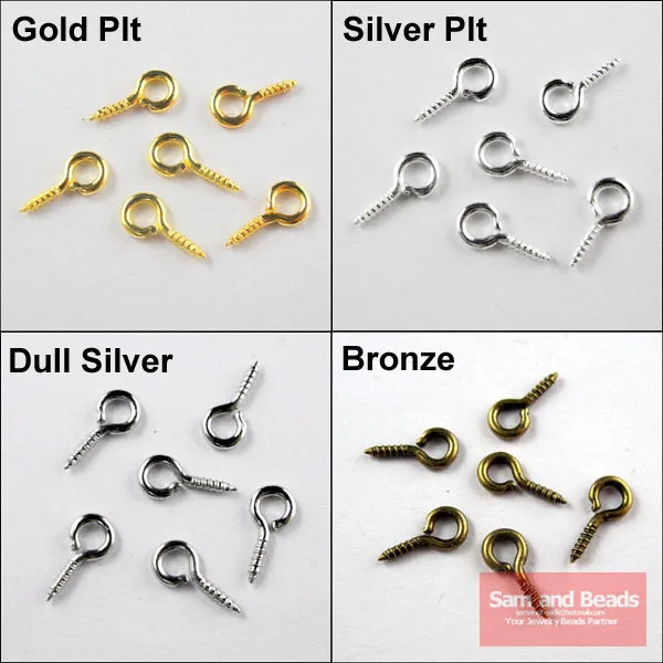 

Free Shipping 200Pcs/pack Screw Eye Bail Top Drilled 4x9mm Gold Silver Dull Silver Bronze Plated For Jewelry Making Craft DIY