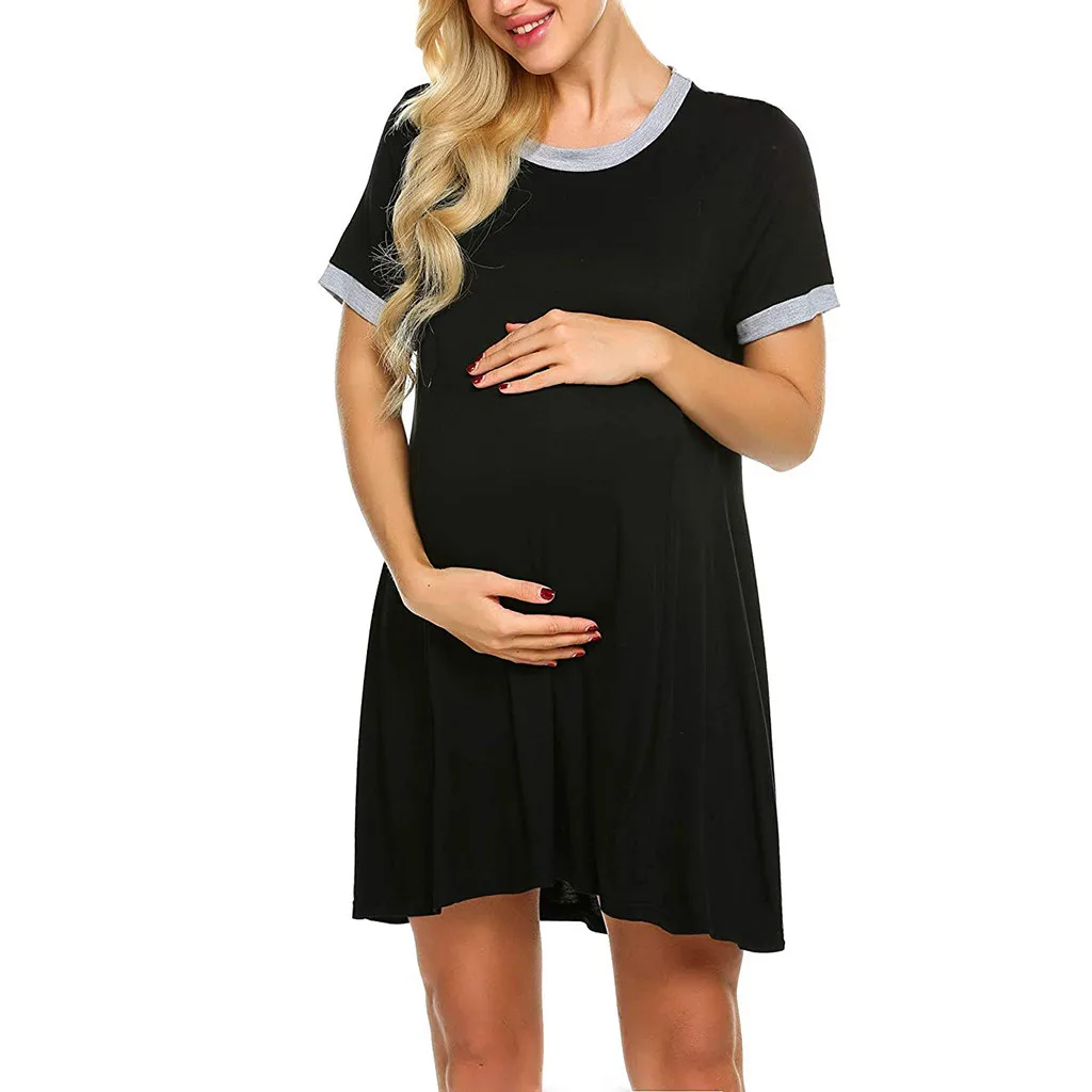 

vetement femme 2019 Women Pregnant Maternity clothes dress Stripe Tunic Breastfeeding Summer solid Maternity Dress ropa de mujer