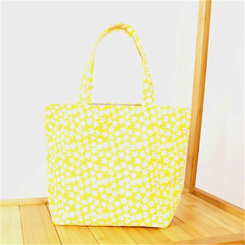 LJQEAST Большой Многоразовый Хлопок Холст сумка женская пляжная хозяйственная сумка принт ткань для кошек записные книжки на молнии сумки - Цвет: yellow stars