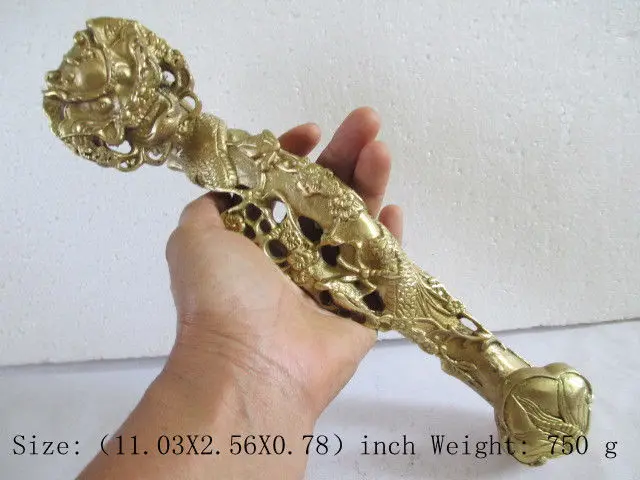 

Ancient Chinese old copper with dragon magpie and plum statue NR