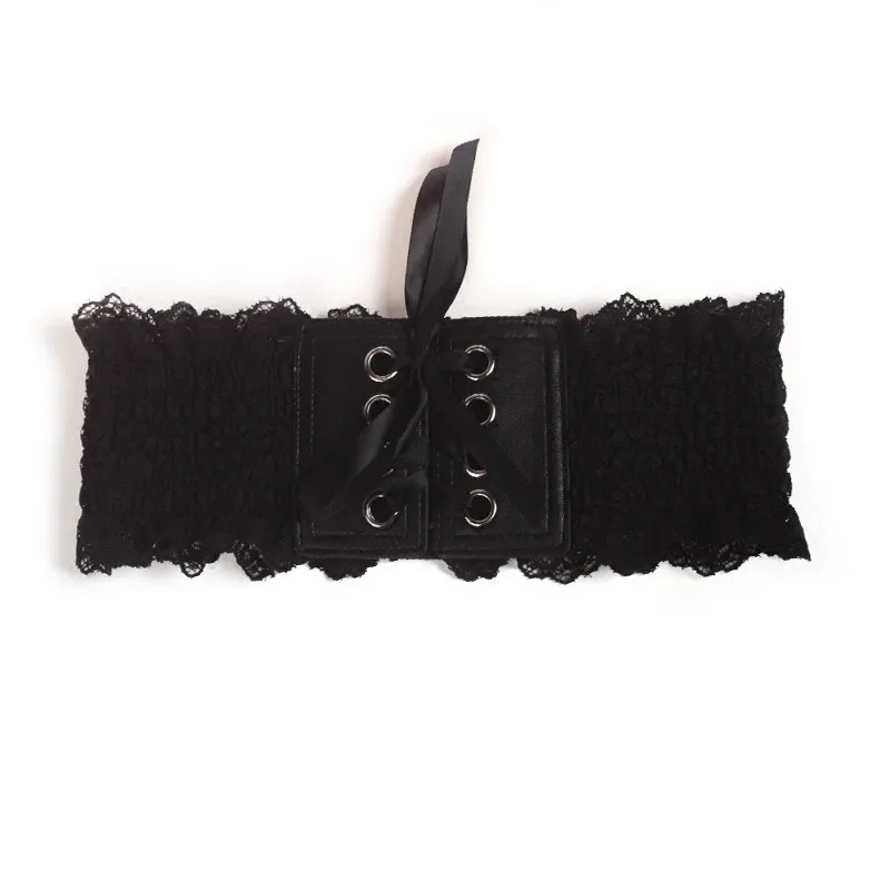 waist belt for women Gothic Cummerbunds dress Accessories Belts Bandage Lace PU Black Women Fashion Strap Slim super wide waistbands Goth Cummerbund black waist belt