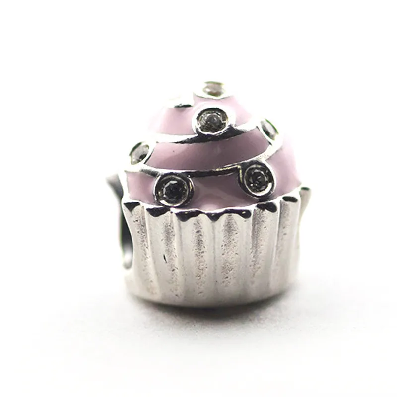 

Original 925 Sterling Silver Bead Fit Pandora Bracelet Sweet Cupcake Charm Beads for Women DIY Jewelry Kralen
