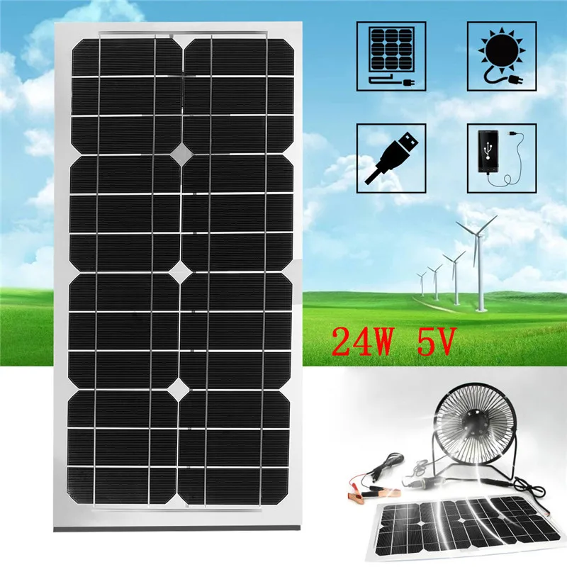 Полу Гибкая солнечная панель с интерфейсом USB 4 Вт 6 Вт 11 Вт 12 Вт 20 Вт 24 Вт мощность для дома мощность вентиляционные вентиляторы смартфон - Цвет: 24W