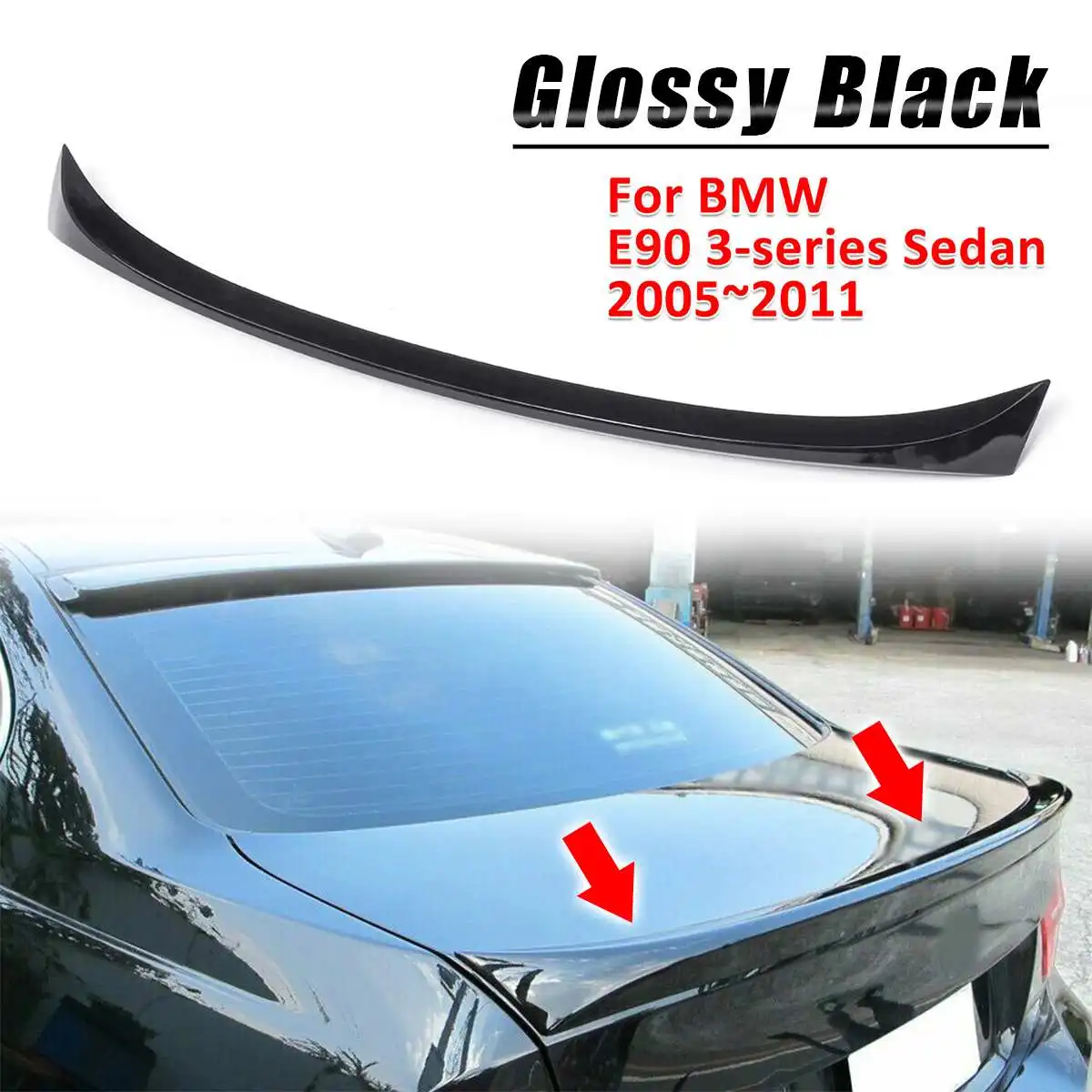 

Painted Glossy Black Rear Trunk ABS Boot Lip Spoiler Roof Wings Trunk Lip OE Type For BMW 2005-2011 E90 3-series Sedan