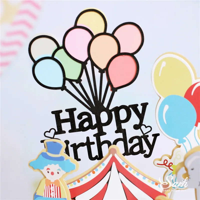 Клоун и цирк торт Топпер розовый синий шар украшения на день рождения для детского дня вечерние приспособление для выпечки милые подарки