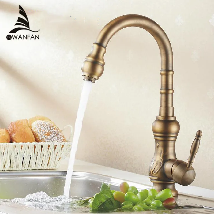 Free Shipping Antique Bronze Finish Kitchen Faucets Kitchen Tap Basin Faucets Single Handle Hot and Cold
