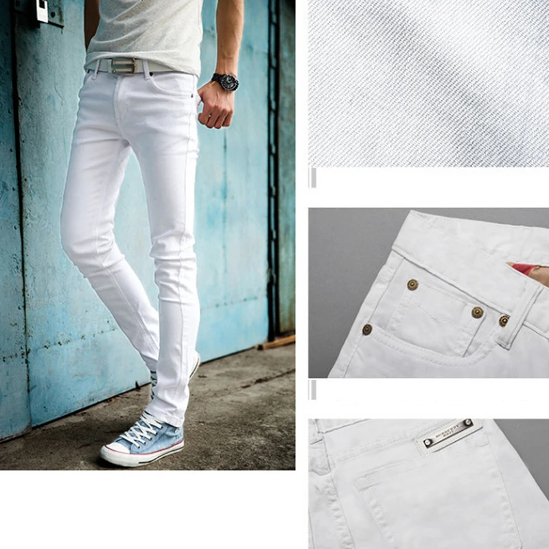 High Quality 2019 Fashion Slim Male White Jeans Men's trousers Mens Casual Pants Skinny Pencil Pants Boys Hip Hop pantalon homme
