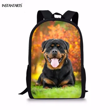 

INSTANTARTS Funny Puppy Rottweiler Print Boys Girls Backpacks Primary School Students Shoolbag Casual Children Laptop Back Pack