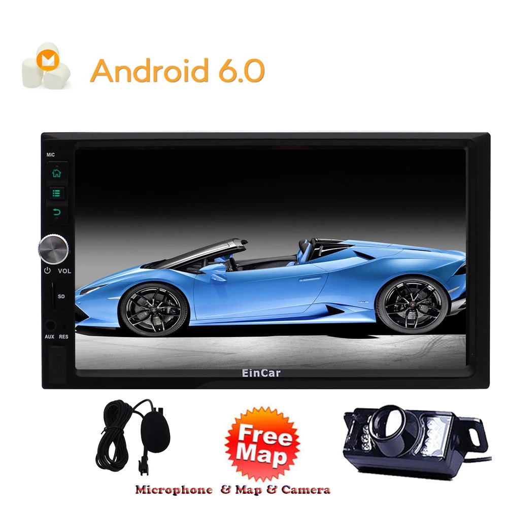 Автомагнитола Android 7 1 GPS дюймов 2 DIN 6 0 Авторадио HD 1080 P сенсорный экран Navi радио RDS Wi