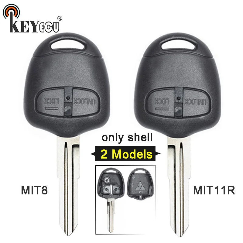 

KEYECU for Mitsubishi Lancer Pajero Triton Evolution Grandis O 2 Button Remote Key Shell Case Blank Fob MIT8 Left/ MIT11R Right
