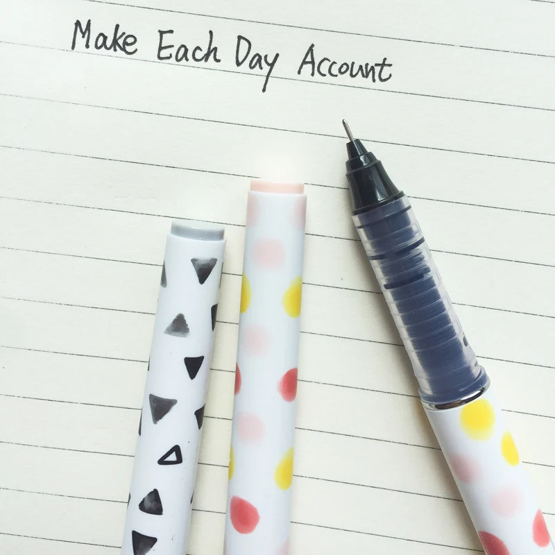 

AD03 1pc Simple Dots Straight Liquid Gel Pen Writing Signing Pen Student Stationery School Office Supply 0.5mm Black Ink