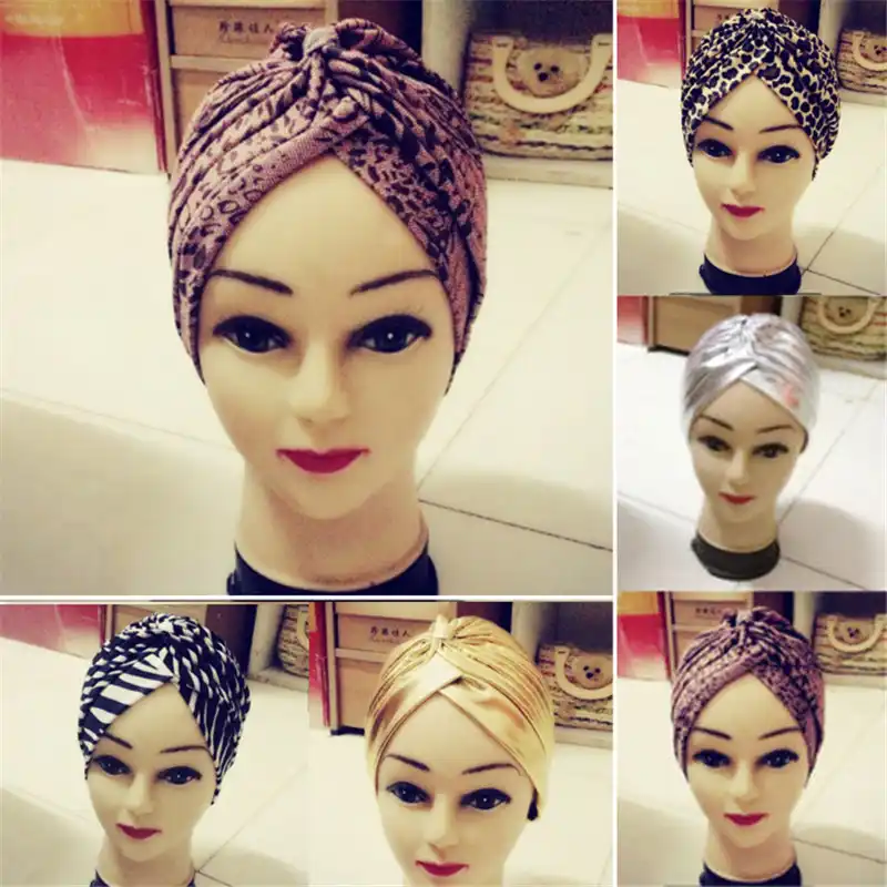 ファッションヘアーヘッドラップバスキャップファッションインド風ヒョウ ゴールドターバン化学 Head Wrap Fashion Turbanhair Head Aliexpress