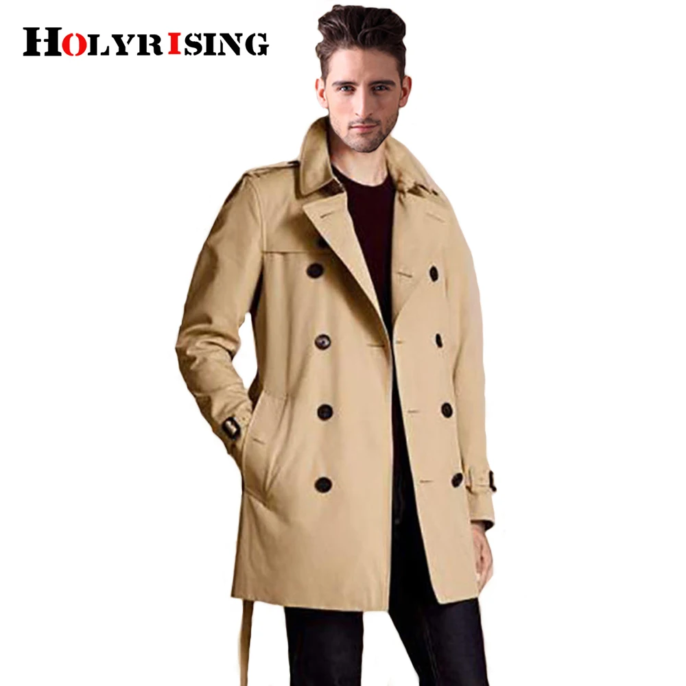

Holyrising Stylish Trench Coat Mens Causal Windbreaker Slim Wind Coats Turn Collar Overcoat Comfortable Cloths For Men 18356-5