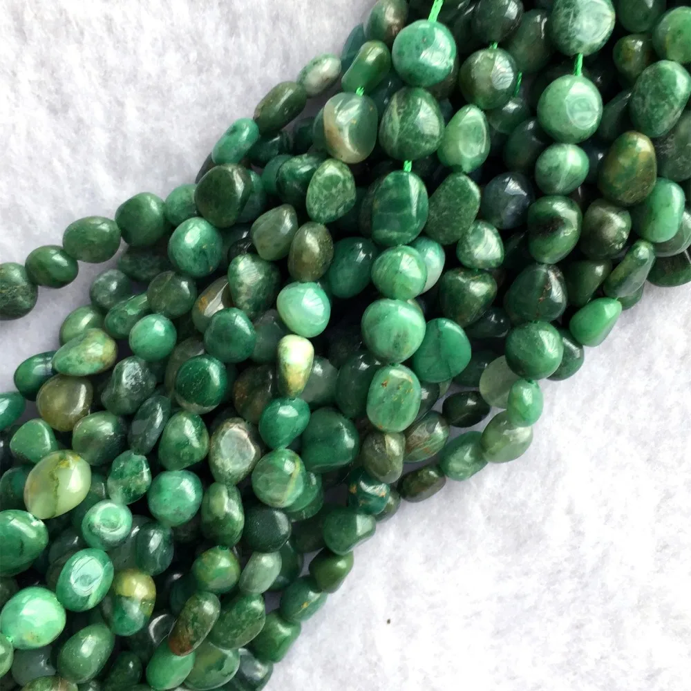 

Natural Genuine Dark Green Africa Green Jade Nugget Free Form Fillet Irregular Pebble Small Beads Fit Jewelry 15