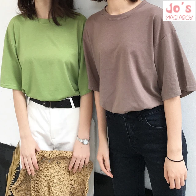 US $7.46 Casual Solid Ladies Black White Cotton Oversize T Shirt Women Tshirt Plus Size Short Sleeve O-neck 