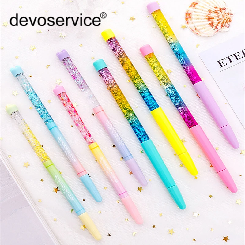 

4Pcs Creative Sequin Crystal Pen Magic Signing Pens Gel Pens for School Stationery Colored Liquid Ballpen Kawaii School Supplies