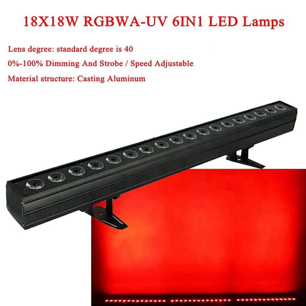 

18X18W Wall Washer LED RGBWA-UV 6IN1 Stage Light Bar Party Club Disco DJ Light For Party KTV Christmas Indoor Stage Effect Light