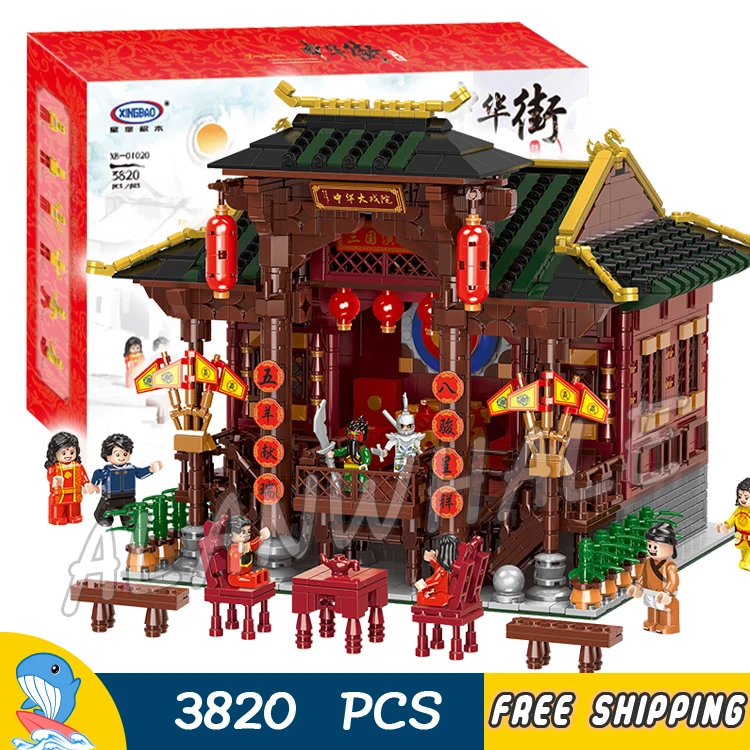 

3820pcs China Town Creator Street Ancient Chinese Opera Theater 01020 Model Building Blocks Toys Bricks Compatible With Lego
