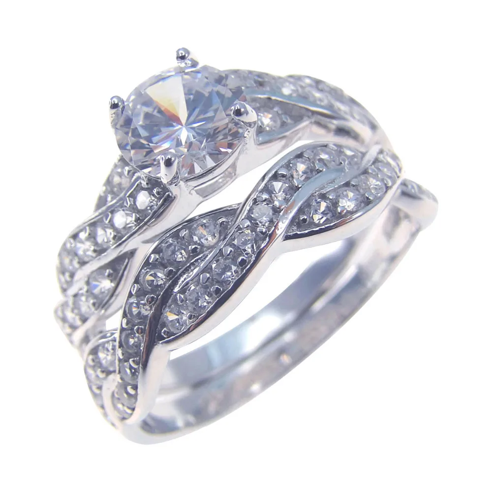New Wedding Bands 100 925 Sterling Silver Jewelry Ring Sets New Wedding Bands 100 925 Sterling Silver Jewelry Ring Sets Women For Engagement Gift Size 5 6 7 8 9 10 11 In Rings From