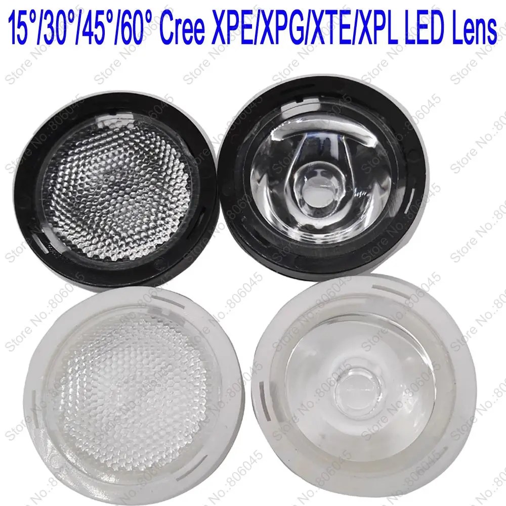 10 шт. светодиодные линзы 20 мм черные или белые 15 30 45 60 градусов|60 degree led lens|reflector