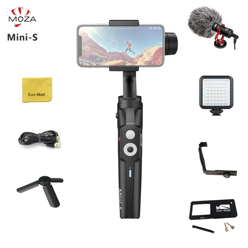 

Moza Mini-S 3 Axis Gimbal Stabilizer, Foldable Design, 260g Payload, One-Button Zoom, Focus Control, Quick Playback, Hyper-Lapse