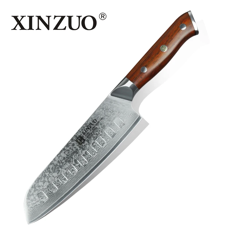 XINZUO 7 inch Japanese Chef Knife Chinese Damascus Stainless Steel Kitchen Knife, Professional Santoku Knives Rosewood Handle XINZUO 7 inch Japanese Chef Knife Chinese Damascus Stainless Steel Kitchen Knife, Professional Santoku Knives Rosewood Handle