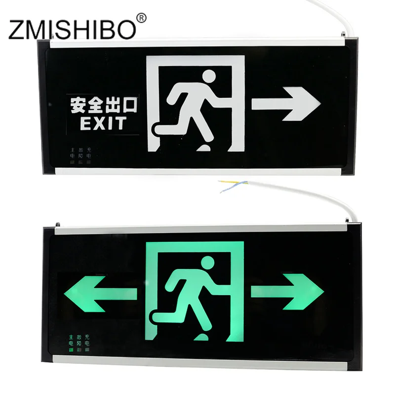 

ZMISHIBO LED Fire Emergency Light AC 220V 2W Green Lights Double-sided Safe Exit Access Emergency Lamp Lighting Fixtures