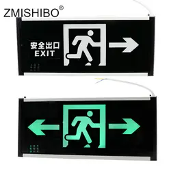 ZMISHIBO светодиодный Светодиодный пожарный аварийный свет AC 220 В 2 Вт зеленые огни двухсторонний безопасный выход доступ аварийная лампа