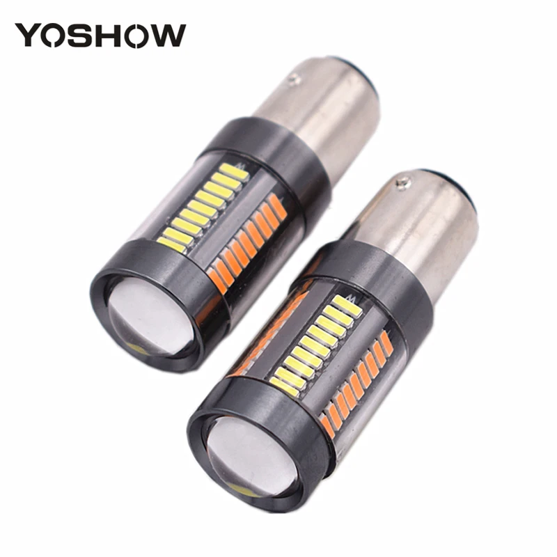 1PCS 1157 BAY15D P21/5W 66 SMD 4014 LED NO ERROR Switchback Dual-Color White/Amber Auto Car Styling Turn Parking Brake Led Lamp |