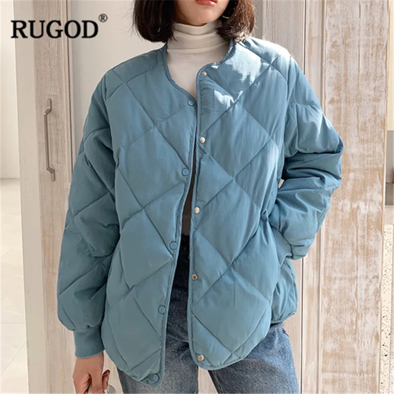 Модное однотонное плотное зимнее пальто RUGOD женская элегантная парка с длинным