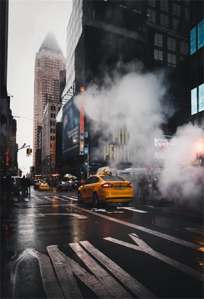 

Laeacco City Buildings Streets Cars Fog Portrait Photography Backgrounds Customized Photographic Backdrops For Photo Studio