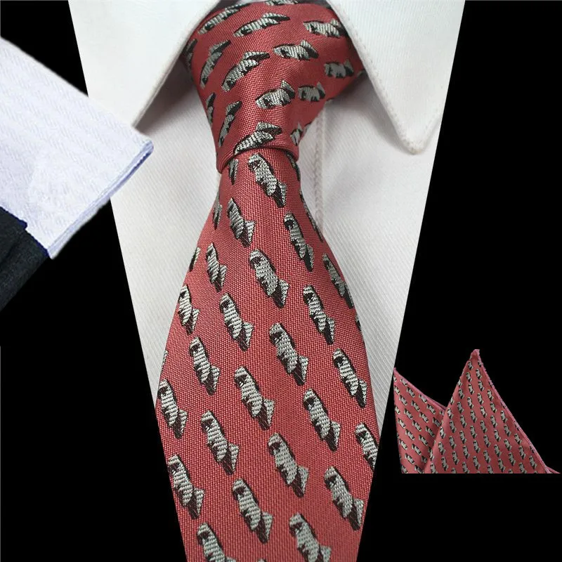 GUSLESON дизайн галстук с животными набор для модных мужчин качественный шелковый галстук Hanky Рождественский галстук ЖАККАРДОВЫЙ тканый тонкий галстук для свадьбы