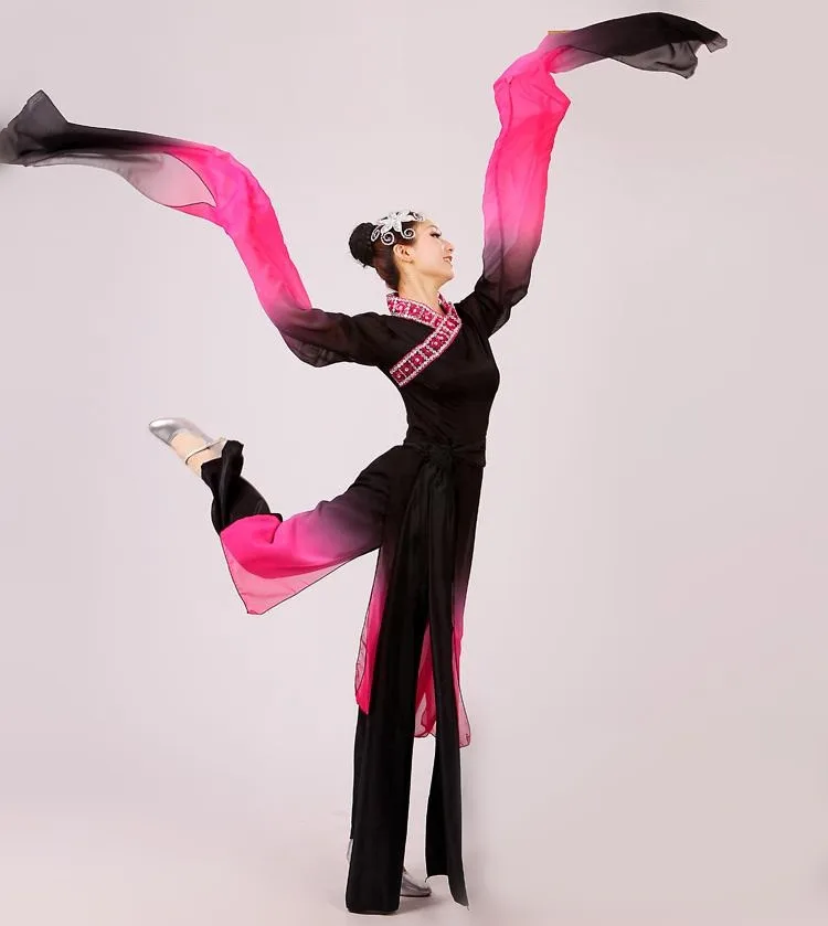 woman Gradient ink water sleeves costumes Chinese Classical dance