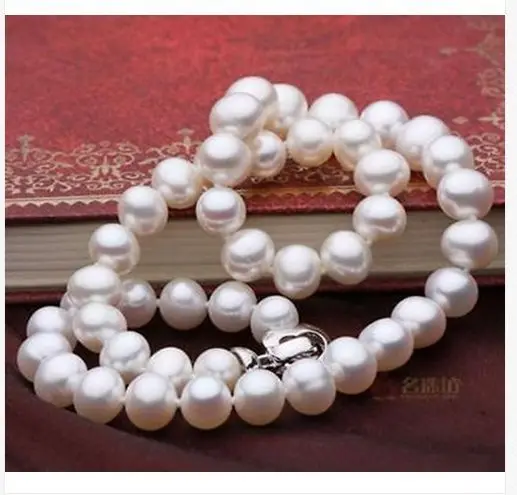 

10-11mm south sea round white pearl necklace18inch 925silver KKK