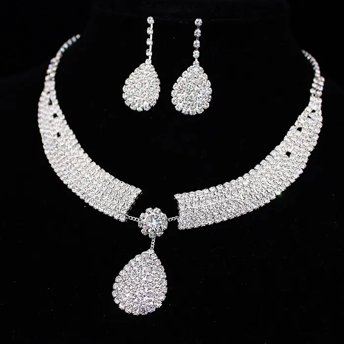 Новинка, Модный свадебный ювелирный набор с австрийскими кристаллами, ожерелье, серьги, набор для невесты, подружки невесты X1670