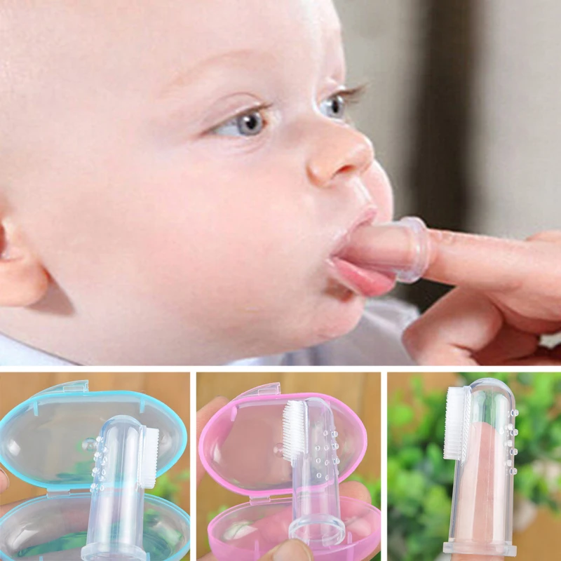 

Baby Finger Toothbrush Silicon Toothbrush Box Children Teeth Clear Soft Silicone Infant Tooth Brush Rubber Cleaning Baby Brush