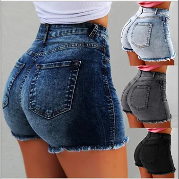 

2019 Jeans For Women Summer Sexy High Waist Button Shorts Female Tight Elasticity Small Pants Version Cuffs Was Thin Denim Short