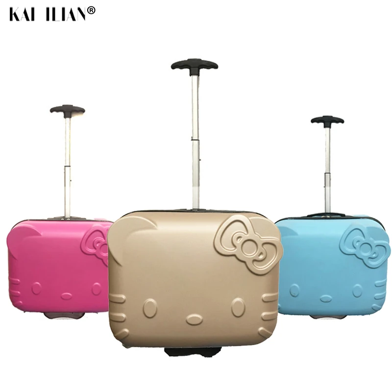 

new 3D hello kitty children's suitcase with wheels kids rolling luggage travel Cabin trolley bags girls carry-on cartoon luggage