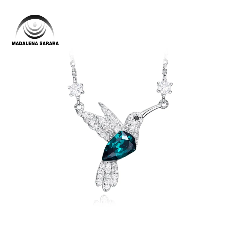 

MADALENA SARARA AAA Synthetic Quartz Stone Fashion Dreaming Bird Style Pendant Necklace S925 Chain Necklace