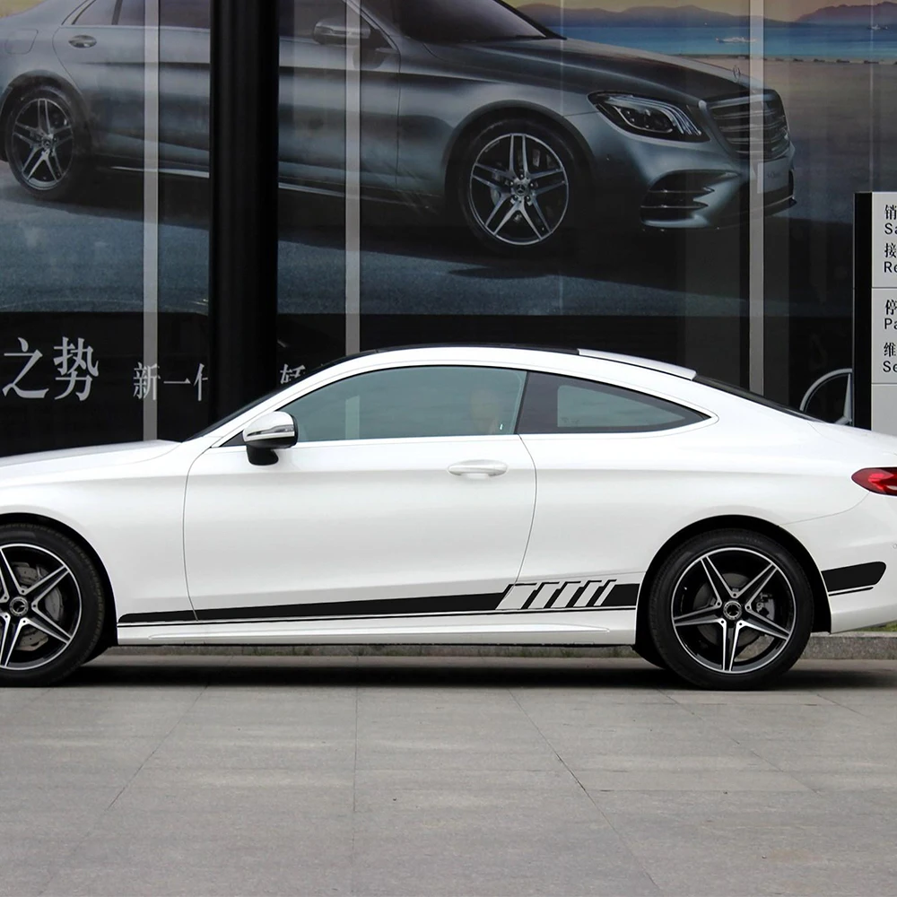 Se adapta a Mercedes C-Class W204 AMG Estilo Side Stripe Calcomanía Gráfico edición 507 C63
