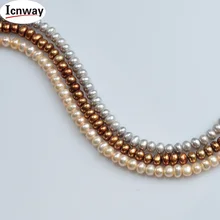 Натуральный серый розовый Бронзовый полукруглый пресноводный жемчуг AA 6-7 мм для изготовления ювелирных изделий 15 дюймов DIY ожерелье