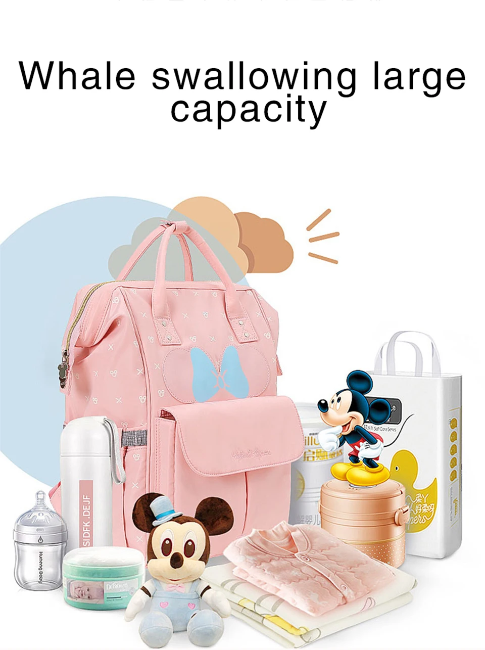Рюкзак для путешествий disney, сумки для детских подгузников, USB, теплый, милый, для мам, подгузник, сумка для коляски, теплоизоляция, bebek bakim cantalari
