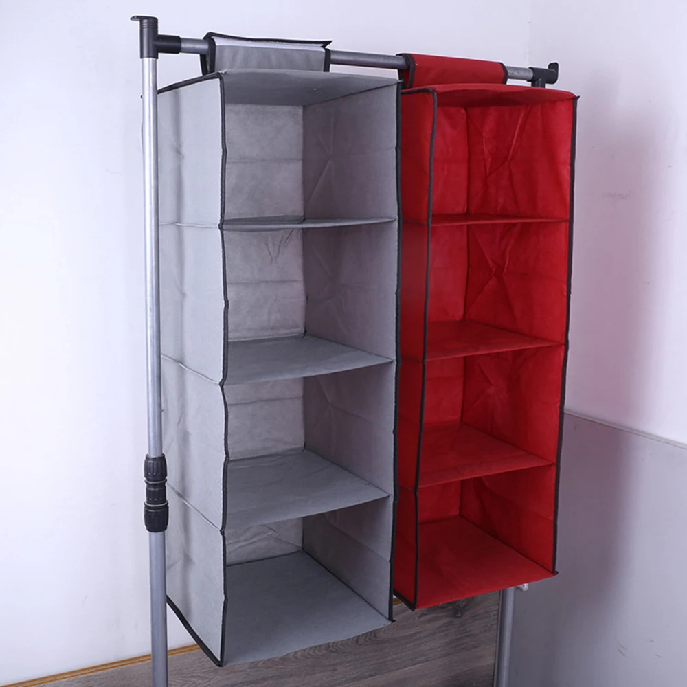 

4 Tier Hanging Wardrobe Organizer Layers Interlayer Drawer Type Wardrobe Hanging Storage Bag Organizer Debris Storage Box Hanger