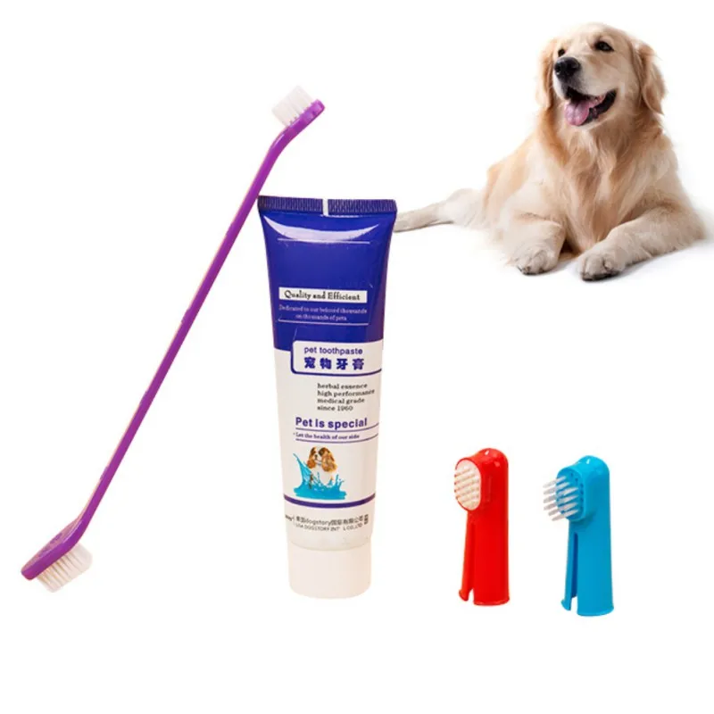 

Beef Flavor Pet Dogs Toothpaste Toothbrush Set for Pets Oral Health Care Dog Toothpaste