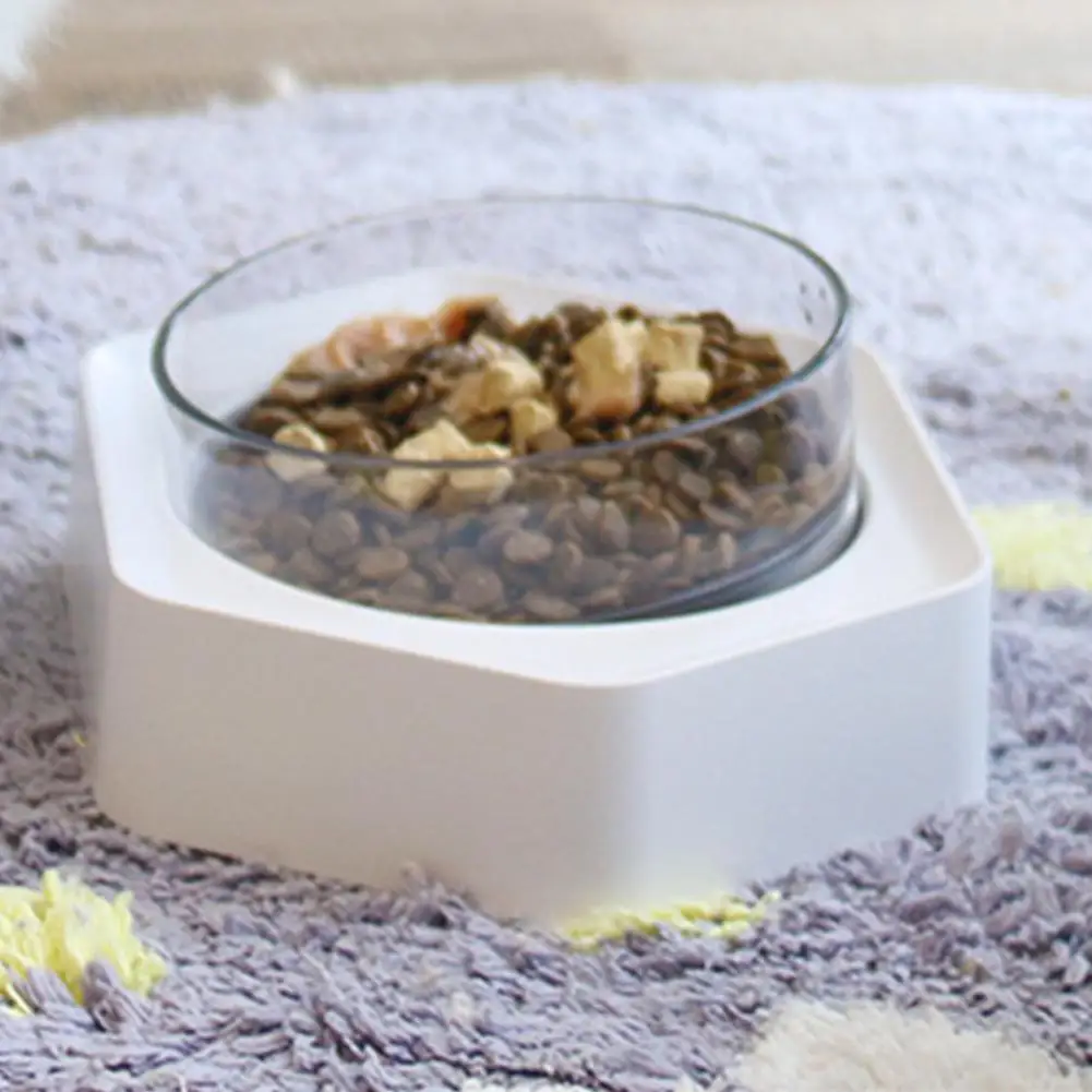 LanLan Нескользящая шестиугольная основа коническая прозрачная миска для кормления для домашних собак и котов