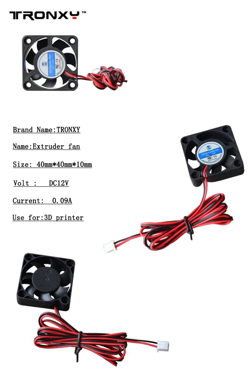 

Tronxy 3D printer parts extruder cooling fan 40*40*10mm 12V 0.09A impressora 3d prusa i3 parts 5pcs/lot fan DIY accessories