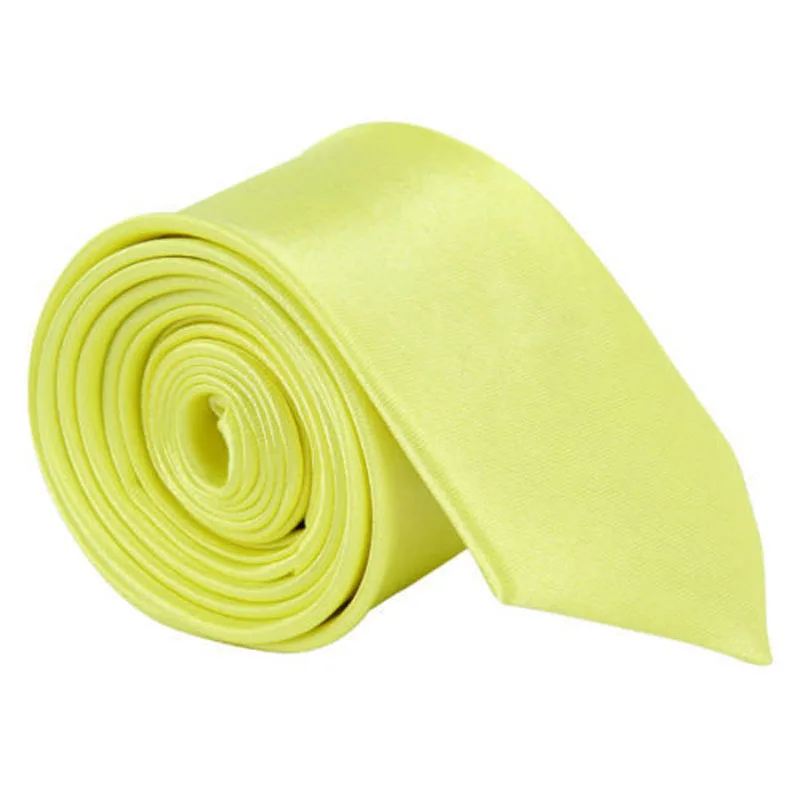 Мужской тонкий галстук, Одноцветный галстук, узкий галстук из полиэстера, ширина 5 см, 35 цветов, королевский синий, золотой, вечерние, формальные, модные галстуки - Цвет: Light Yellow